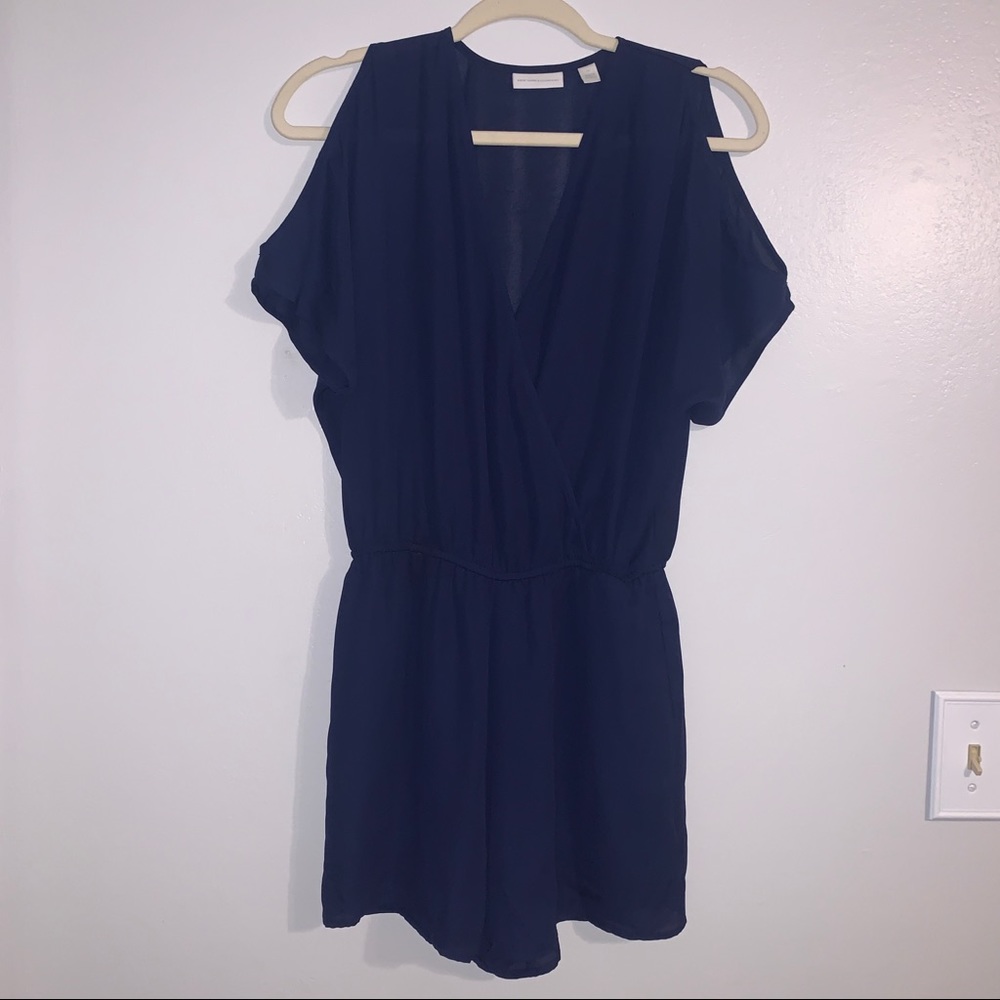 New York & Company Navy Cold Shoulder Romper - XS (fits like small)